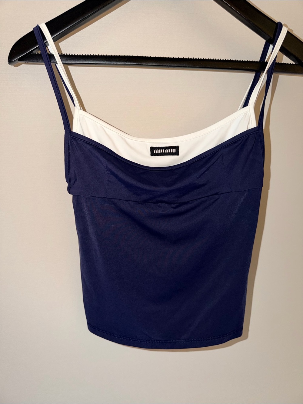 Miu Miu Navy and White Double-Strap Camisole